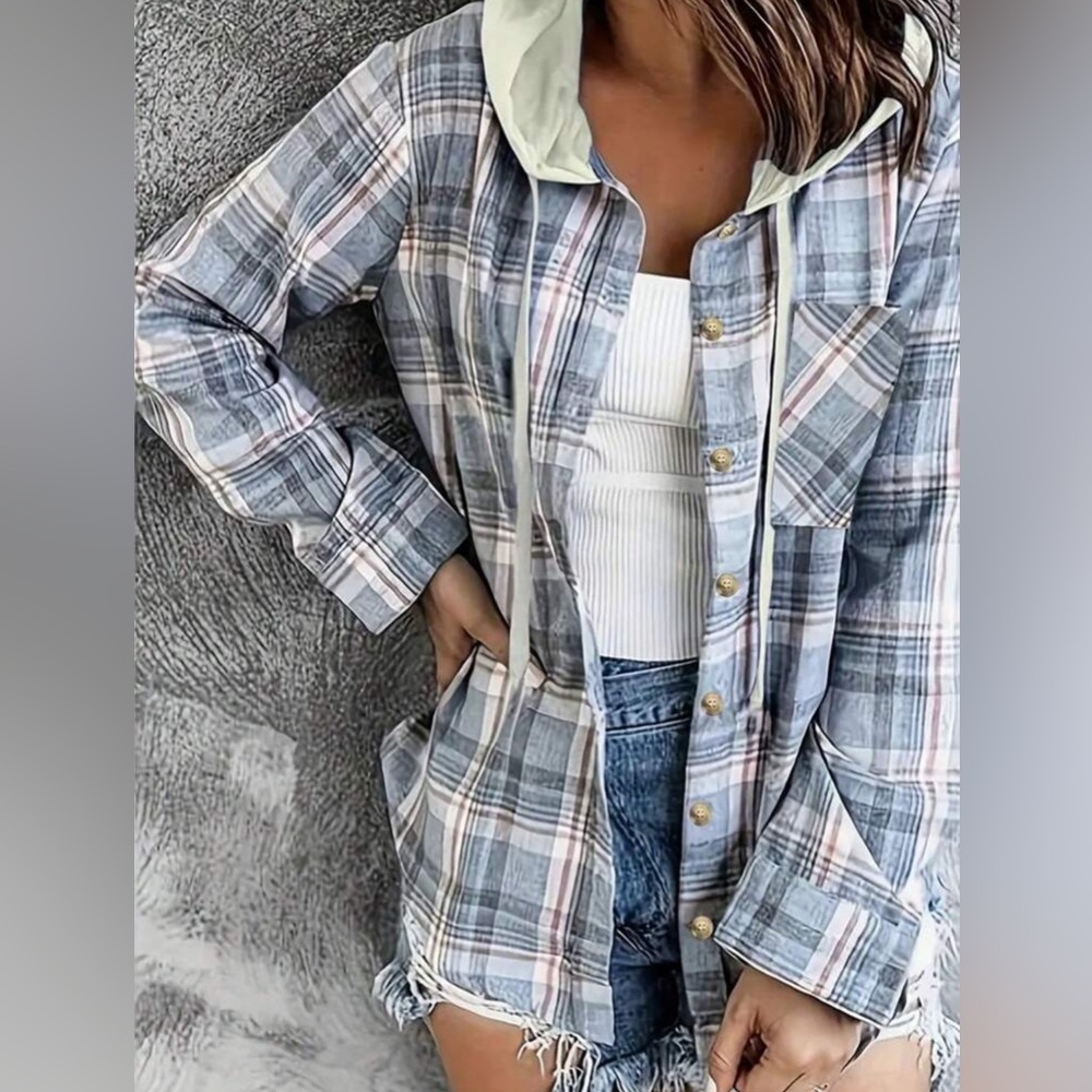 Plaid Hooded Women's Top